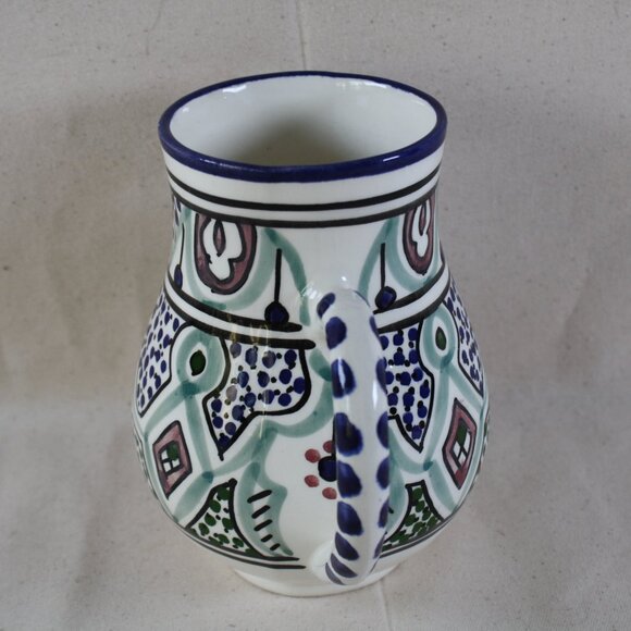 New Le Souk Ceramic Milika Stoneware 16 oz Goblet / Mug hand Painted - Picture 2 of 6